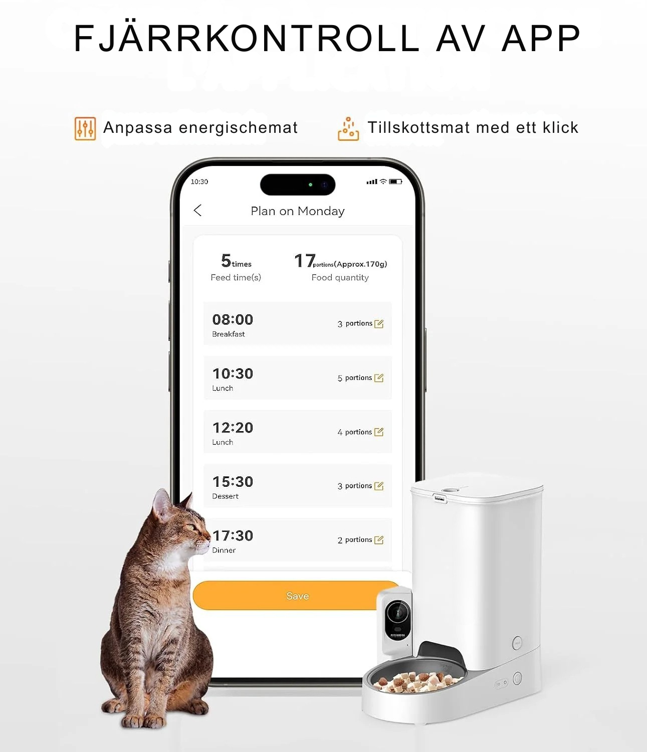 Automatisk foderautomat med dubbel behållare och kamera